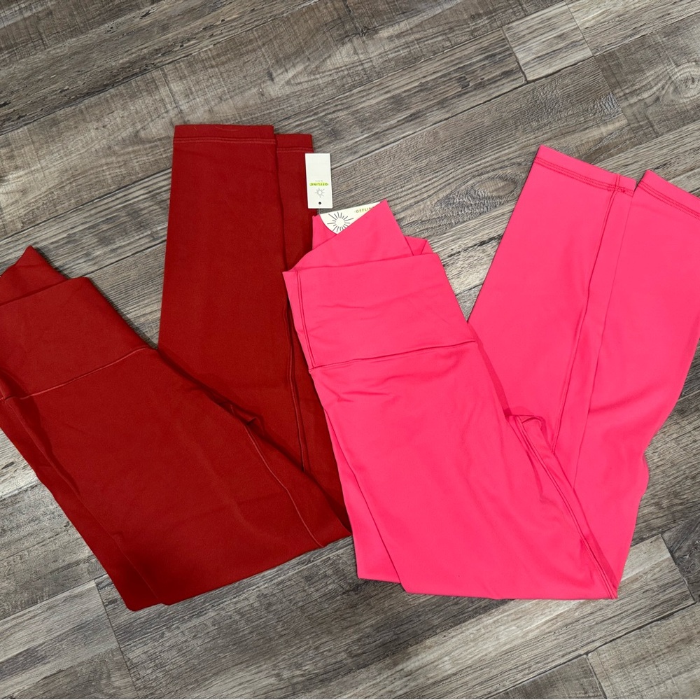 Aerie Offline Women's Red and Pink cross waist Leggings